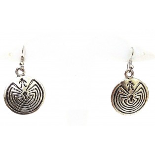 THE SPIDER Silver Oxidized Earring Hook Dangle Drop Long Asian Novelty Tribal